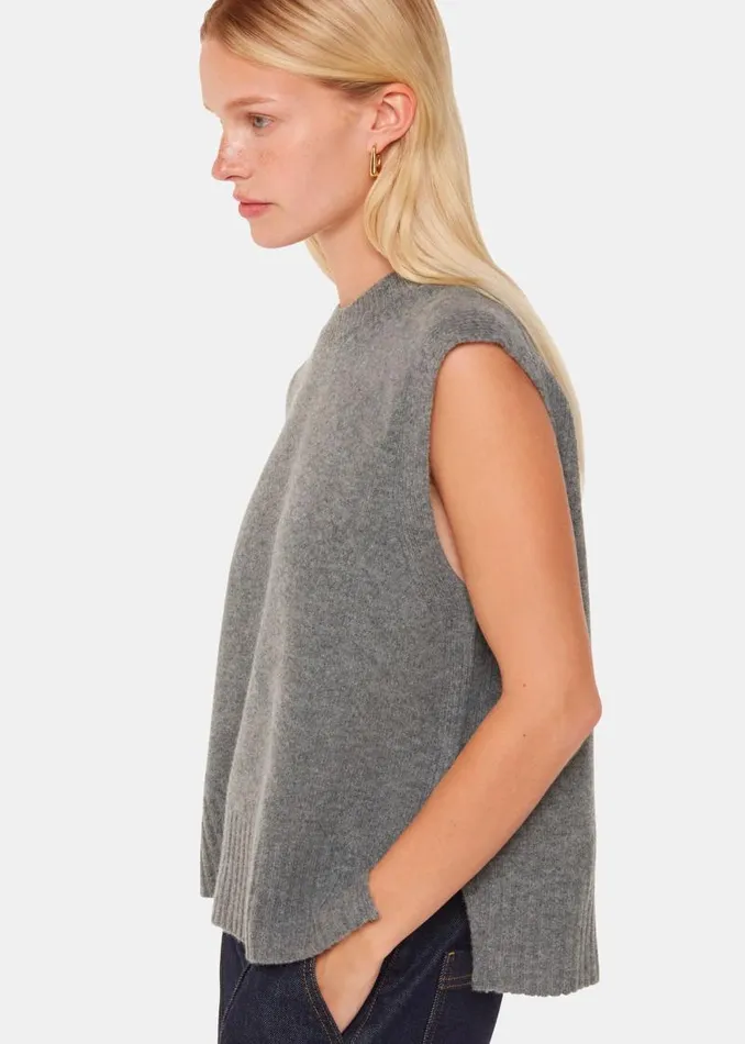Whistles Sweaters and Cashmere Grey Wool Sleeveless Sweater Vest 8211 Women