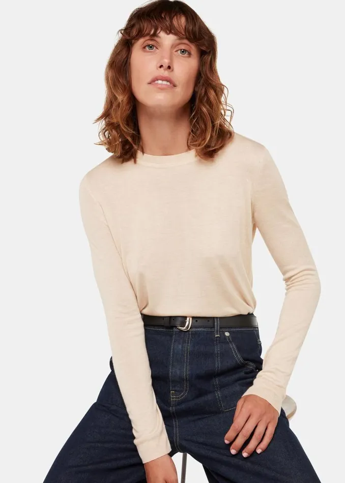 Whistles Sweaters and Cashmere Ivory Annie Sparkle Crew Neck Sweater 8211 Women Whistles Sweaters and Cashmere Ivory Annie Sparkle Crew Neck Sweater 8211 Women