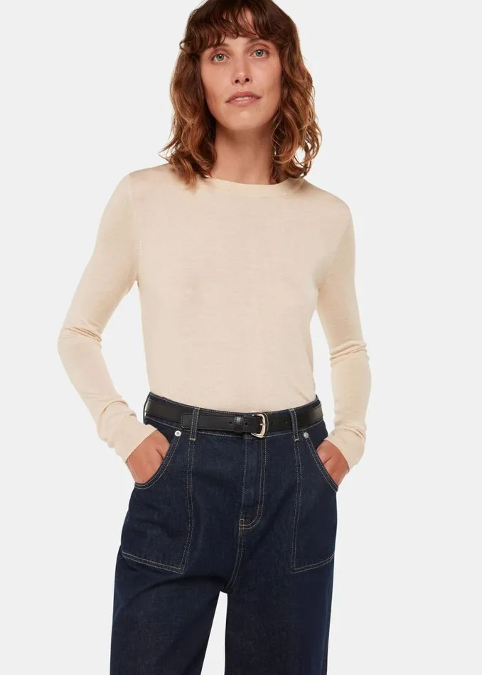 Whistles Sweaters and Cashmere Ivory Annie Sparkle Crew Neck Sweater 8211 Women