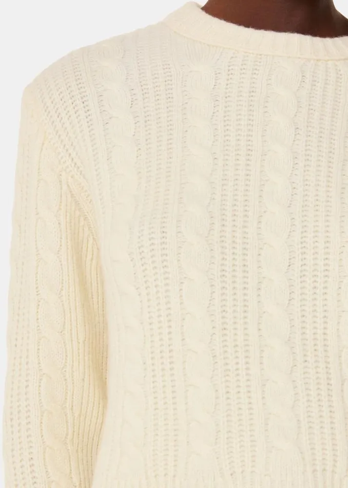 Whistles Sweaters and Cashmere Ivory Cable Detail Crew Neck Sweater 8211 Women