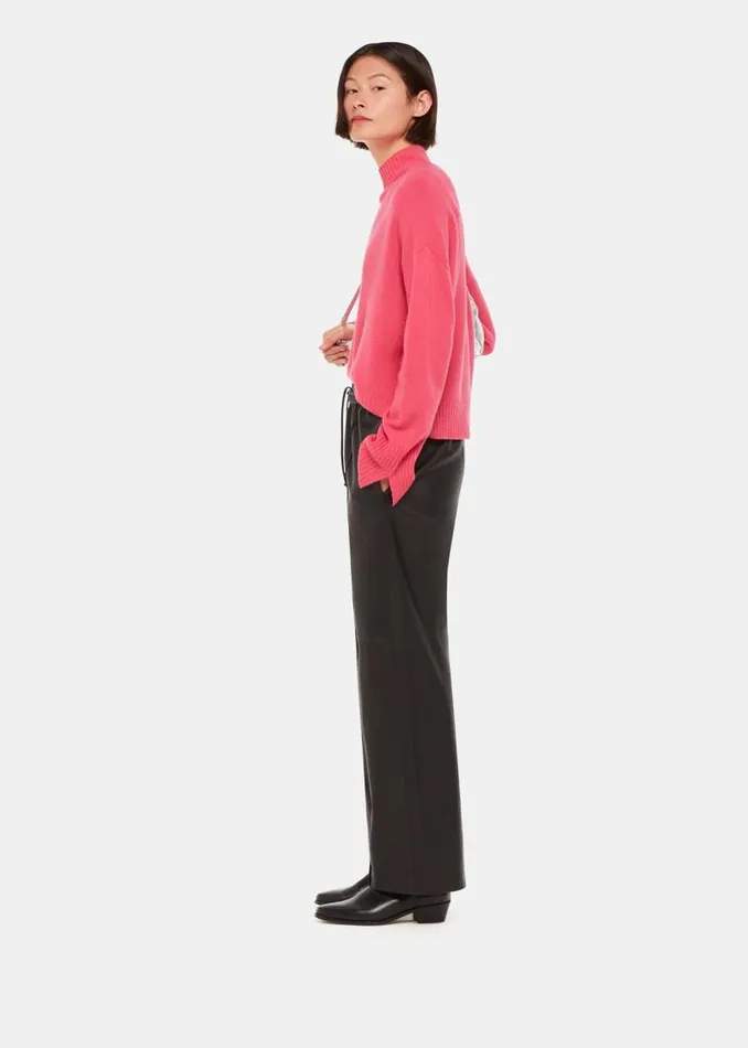 Whistles Sweaters and Cashmere Pink Wool Double Trim Mock Neck 8211 Women