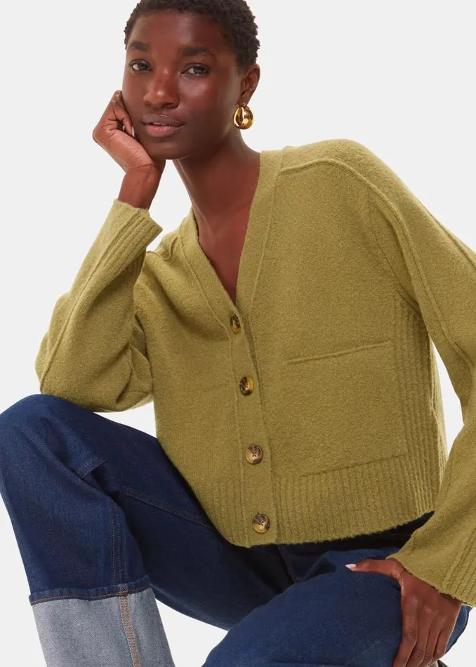 Whistles Sweaters and Cashmere Sage Green Wool Mix Pocket Cardigan 8211 Women Whistles Sweaters and Cashmere Sage Green Wool Mix Pocket Cardigan 8211 Women