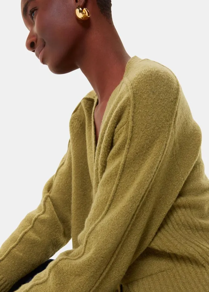 Whistles Sweaters and Cashmere Sage Green Wool Mix Pocket Cardigan 8211 Women