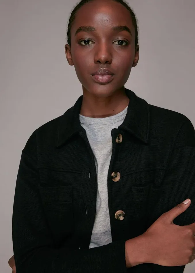 Whistles Tailoring Black Utility Jersey Jacket 8211 Women
