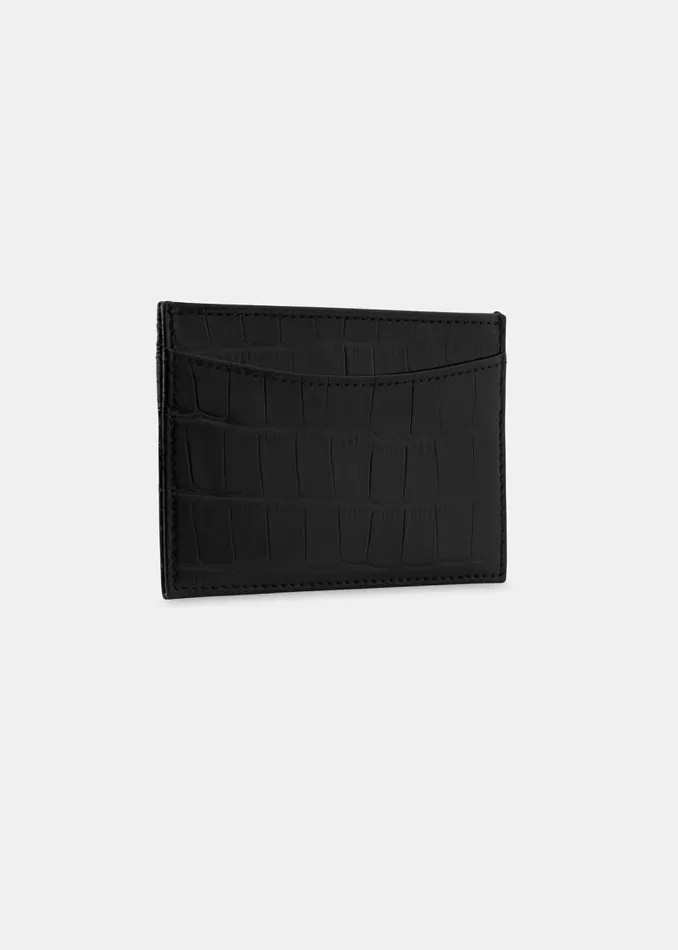 Whistles Wallets and Cardholders Black Shiny Croc Card Holder 8211 Women