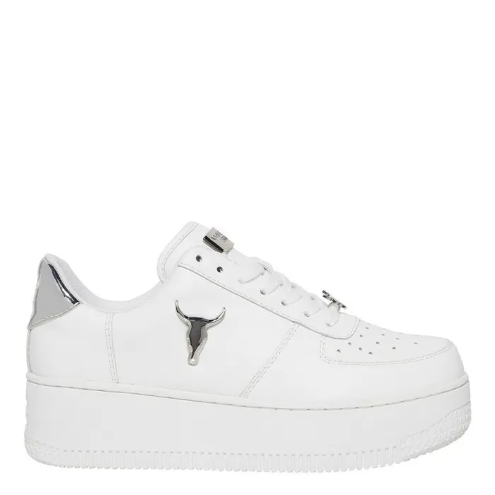 Windsor Smith Platform Sneakers Women RICH WHITE LEATHER SILVER METALLIC SNEAKERS Windsor Smith Platform Sneakers Women RICH WHITE LEATHER SILVER METALLIC SNEAKERS