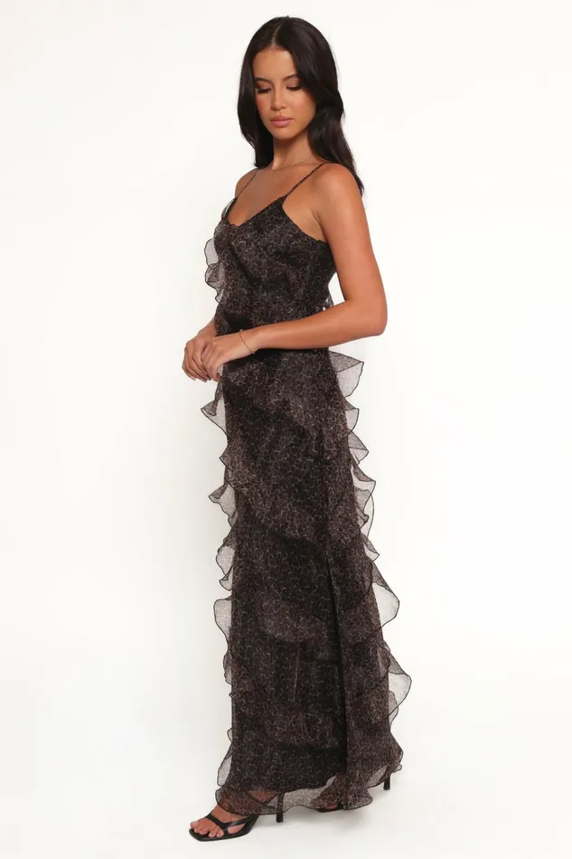 Winter Dresses Ciao Ruffles Maxi Dress Black Leopard Petal and Pup Women