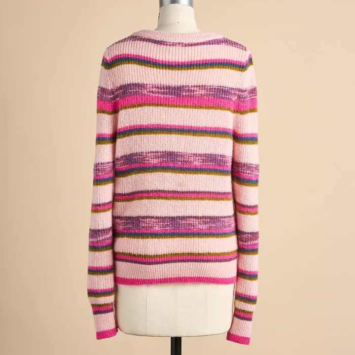 Women Ambretta Sweater Pink Stripe Sundance Catalog Sweaters