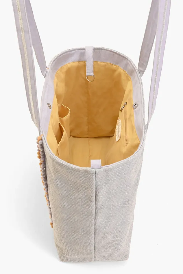 Women America and Beyond Luxe silver Embellished multipurpose tote Totes