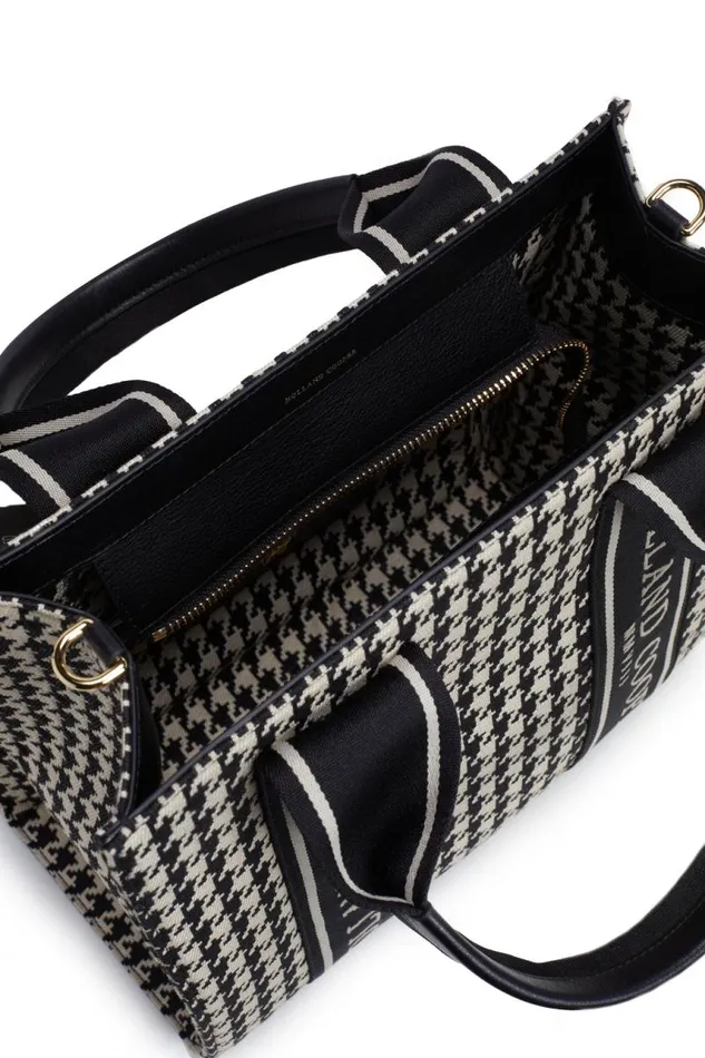 Women Bags Holland Cooper Pimlico Mini Tote Ecru Houndstooth Women Bags Holland Cooper Pimlico Mini Tote Ecru Houndstooth