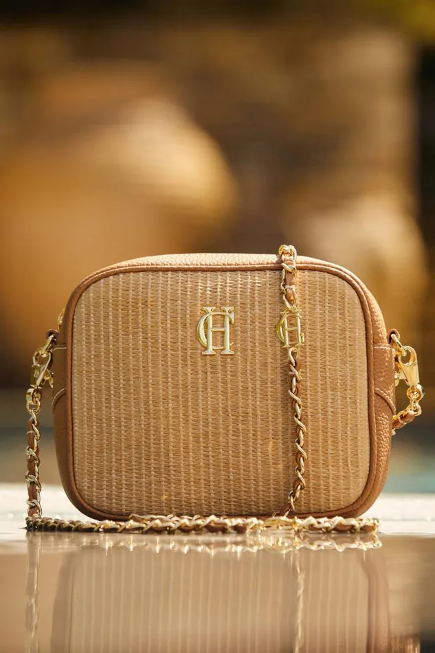 Women Bags Holland Cooper Soho Camera Bag Tan Raffia