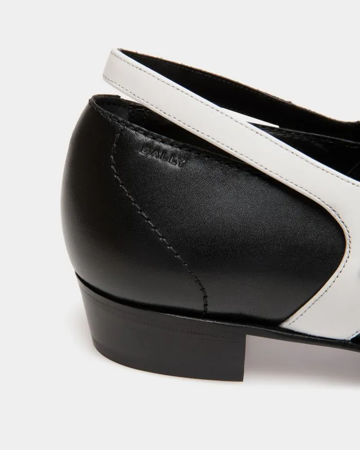 Women Bally Flats and Moccasins Glendale MaryJane In Black And White Leather Black Women Bally Flats and Moccasins Glendale MaryJane In Black And White Leather Black