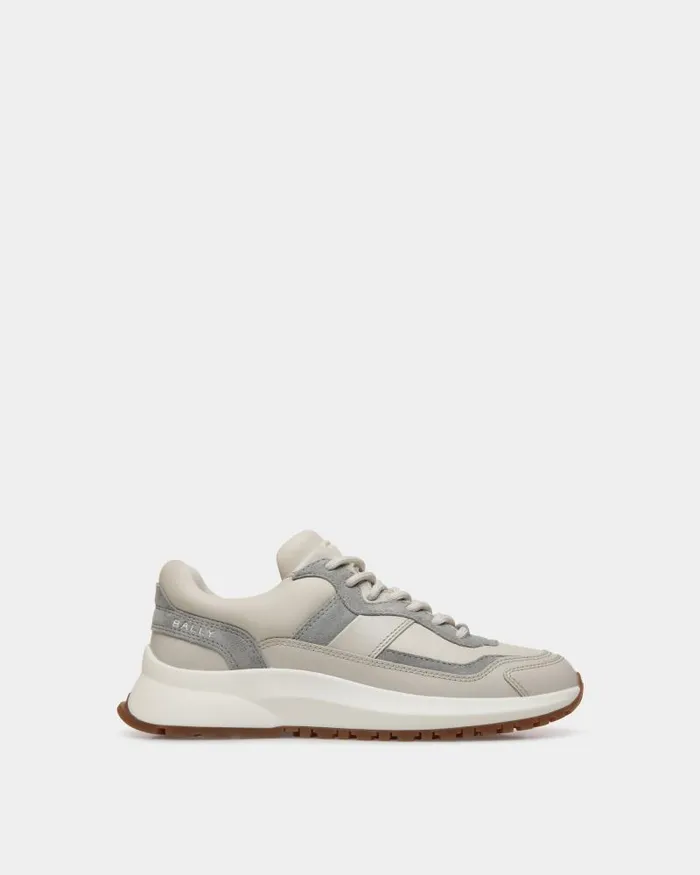 Women Bally Sneakers Outline Sneaker In Dusty White And Light Grey Leather White Women Bally Sneakers Outline Sneaker In Dusty White And Light Grey Leather White