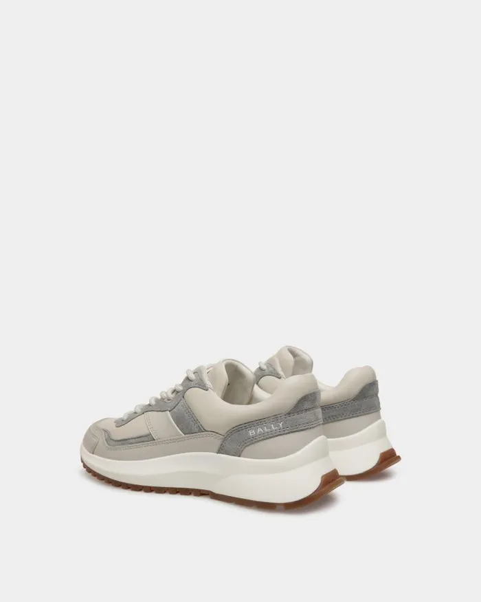 Women Bally Sneakers Outline Sneaker In Dusty White And Light Grey Leather White Women Bally Sneakers Outline Sneaker In Dusty White And Light Grey Leather White