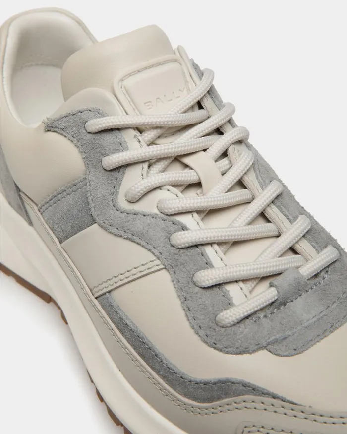 Women Bally Sneakers Outline Sneaker In Dusty White And Light Grey Leather White Women Bally Sneakers Outline Sneaker In Dusty White And Light Grey Leather White