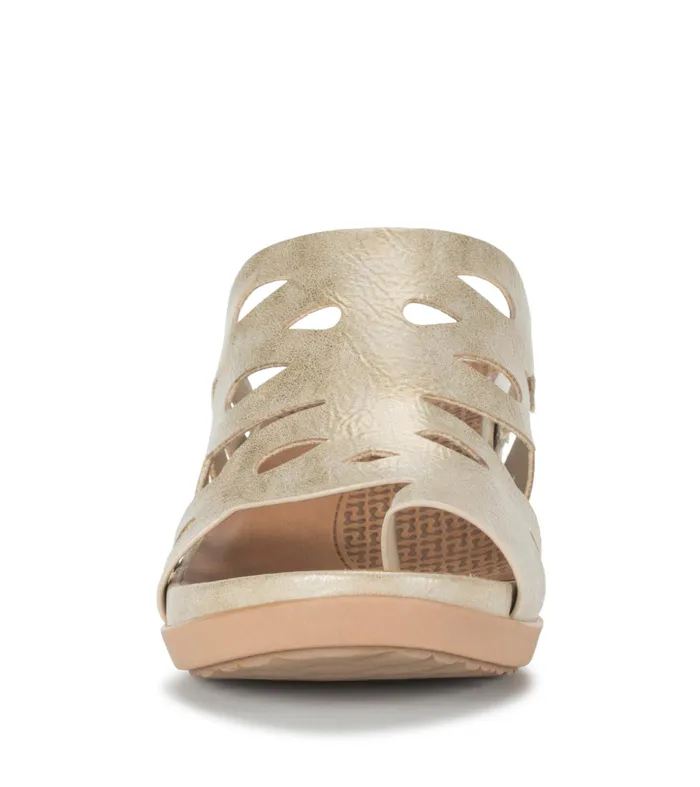 Women Baretraps Posture Plus Sandals Demetra Wedge Slide Sandal Light Gold