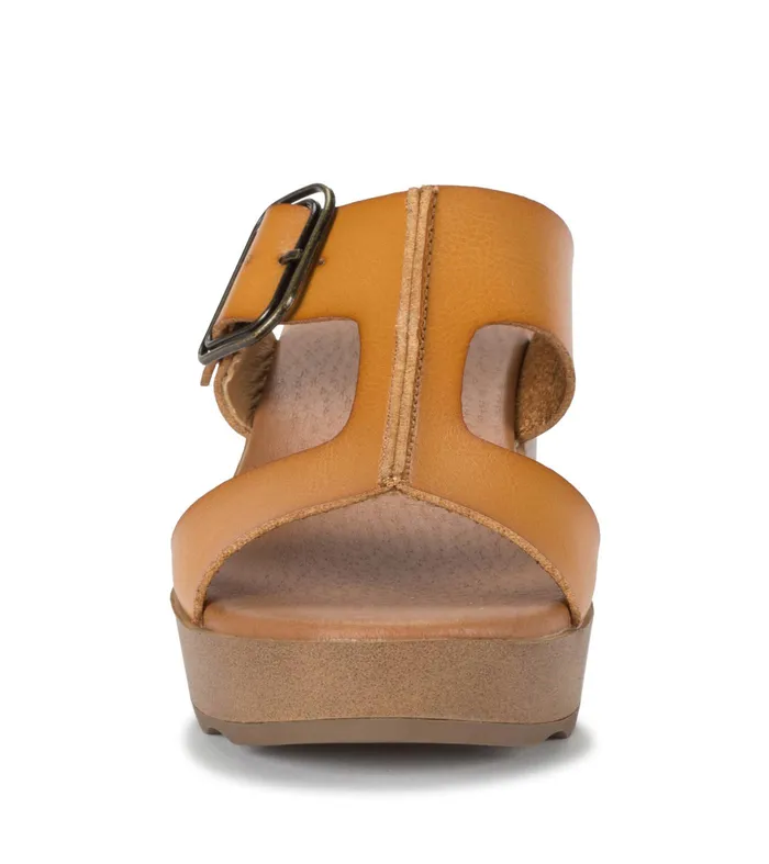 Women Baretraps Slides and Slip On Sandals Gwenney Block Heel Sandal Safari Yellow