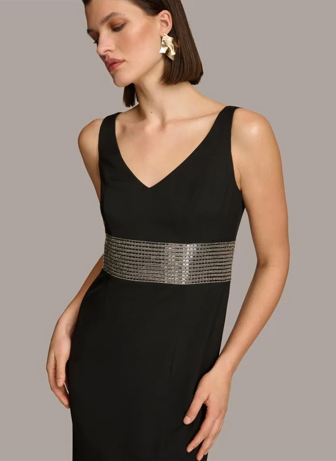 Women BELTED GOWN Blacksilver Donna Karan New York Dresses And Jumpsuits Women BELTED GOWN Blacksilver Donna Karan New York Dresses And Jumpsuits