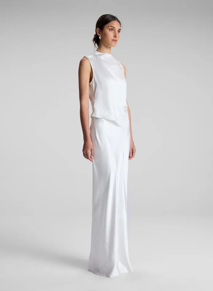 Women Bottoms ALC Greta Satin Maxi Skirt Whisper White