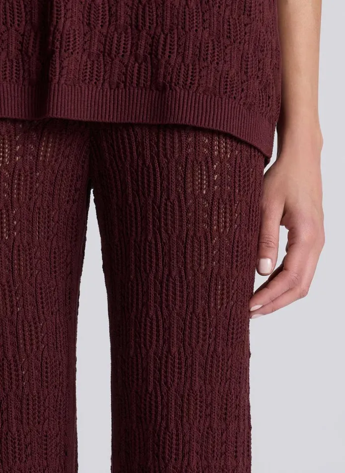 Women Bottoms ALC Keeley Pointelle Knit Pant Burgundy