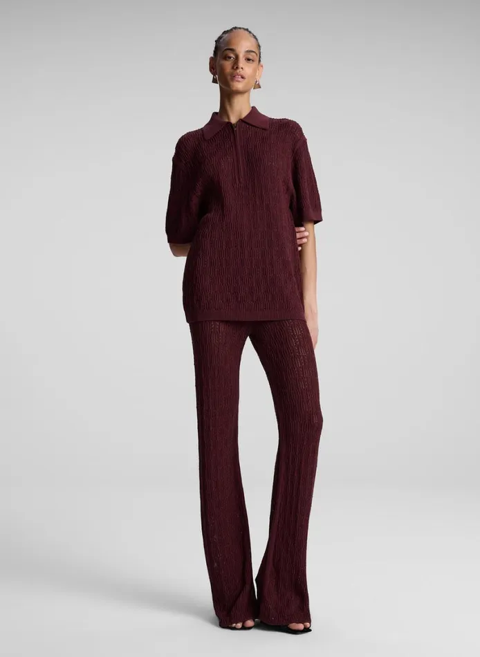 Women Bottoms ALC Keeley Pointelle Knit Pant Burgundy