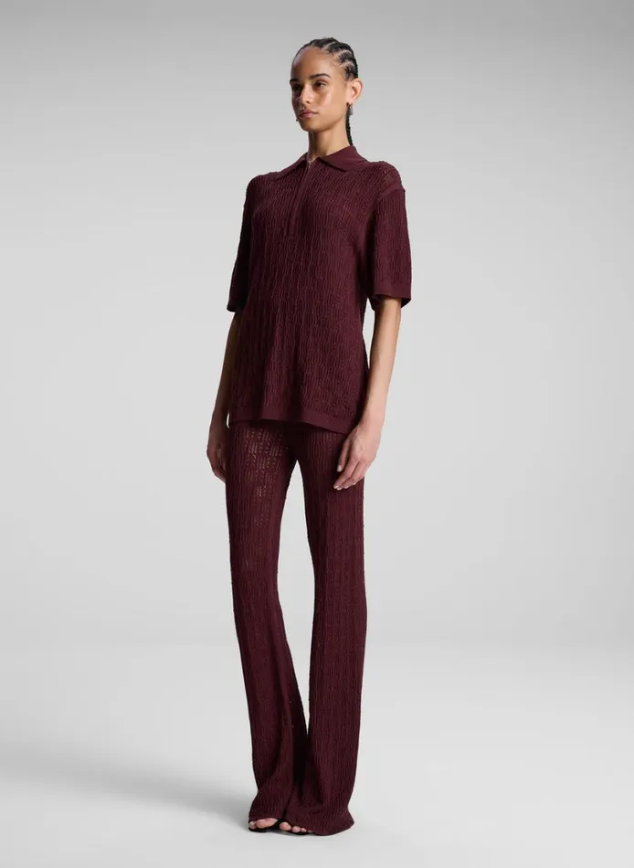 Women Bottoms ALC Keeley Pointelle Knit Pant Burgundy