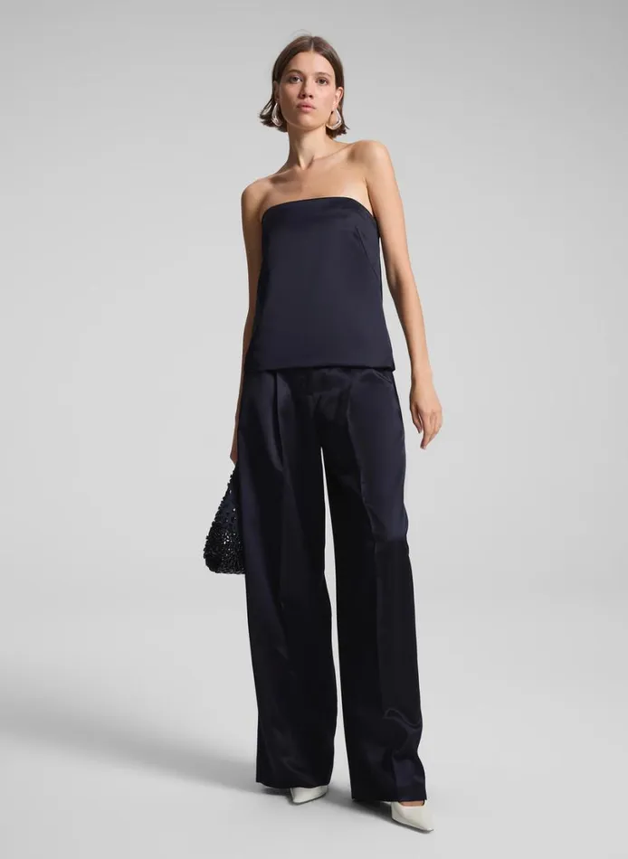 Women Bottoms ALC Ryder Satin Wide Leg Pant Deep Navy