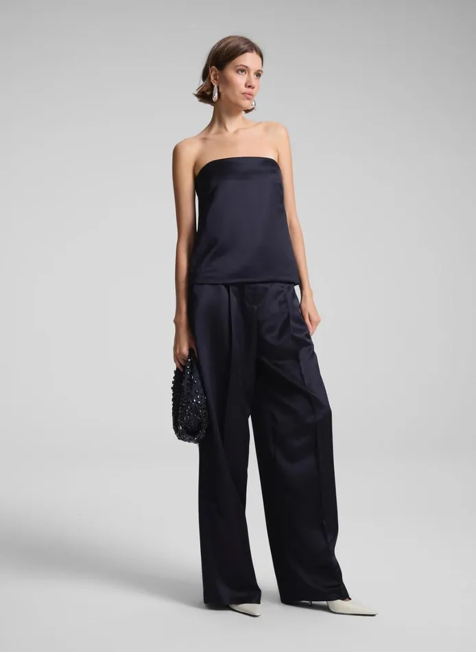 Women Bottoms ALC Ryder Satin Wide Leg Pant Deep Navy