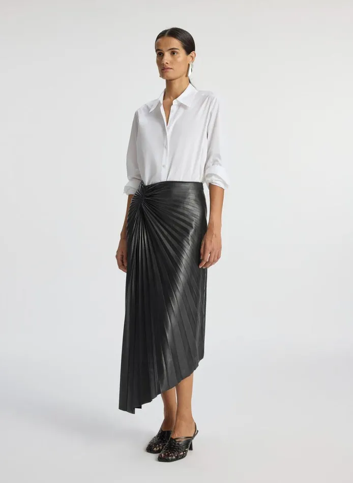 Women Bottoms ALC Tracy Smooth Vegan Leather Skirt Black