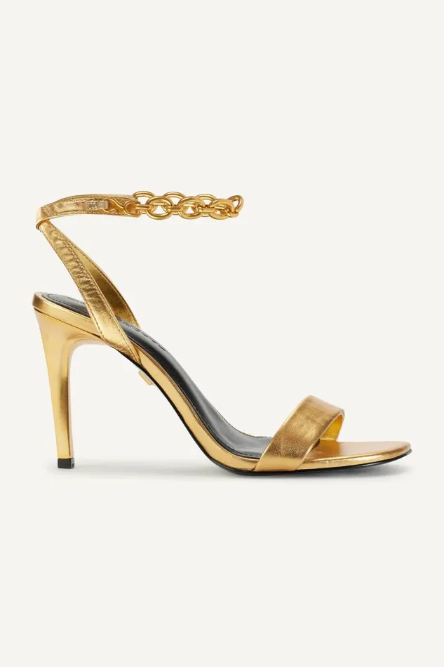 Women CORIN CHAIN ANKLE STRAP SANDAL Gold Donna Karan New York Heels And Wedges