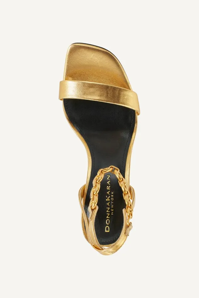 Women CORIN CHAIN ANKLE STRAP SANDAL Gold Donna Karan New York Heels And Wedges