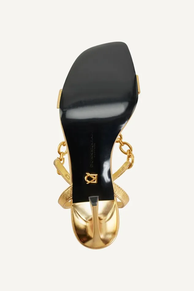 Women CORIN CHAIN ANKLE STRAP SANDAL Gold Donna Karan New York Heels And Wedges