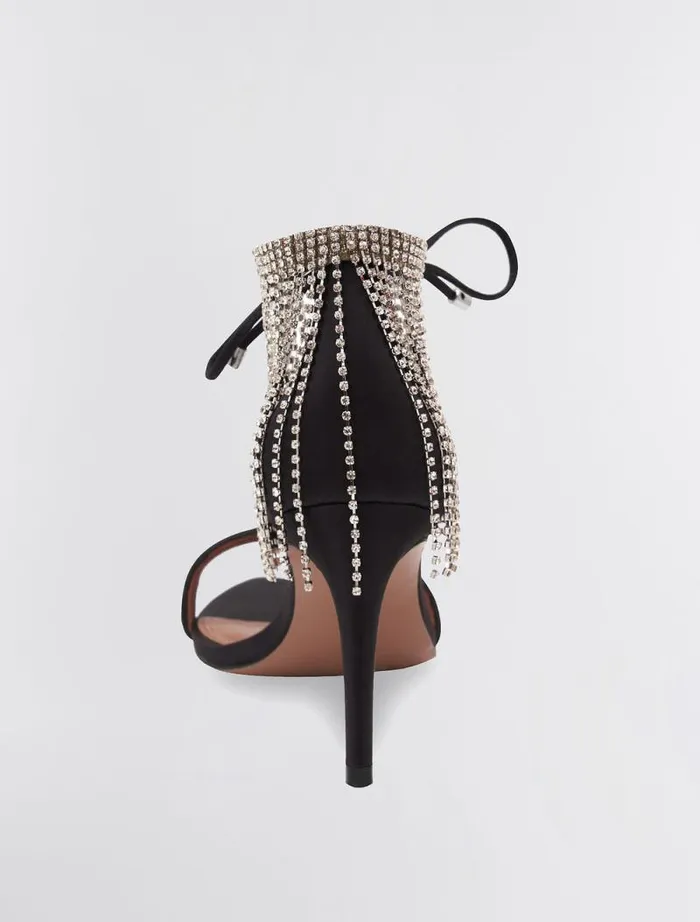 Women Dawn Fringe Sandal Heel Black BCBG Shoes Women Dawn Fringe Sandal Heel Black BCBG Shoes