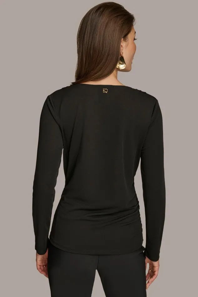 Women DRAPED FRONT TOP Black Donna Karan New York Sweaters And Tops Women DRAPED FRONT TOP Black Donna Karan New York Sweaters And Tops