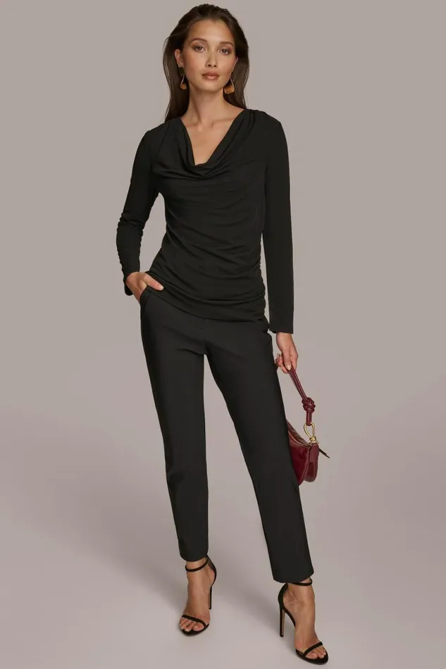 Women DRAPED FRONT TOP Black Donna Karan New York Sweaters And Tops Women DRAPED FRONT TOP Black Donna Karan New York Sweaters And Tops