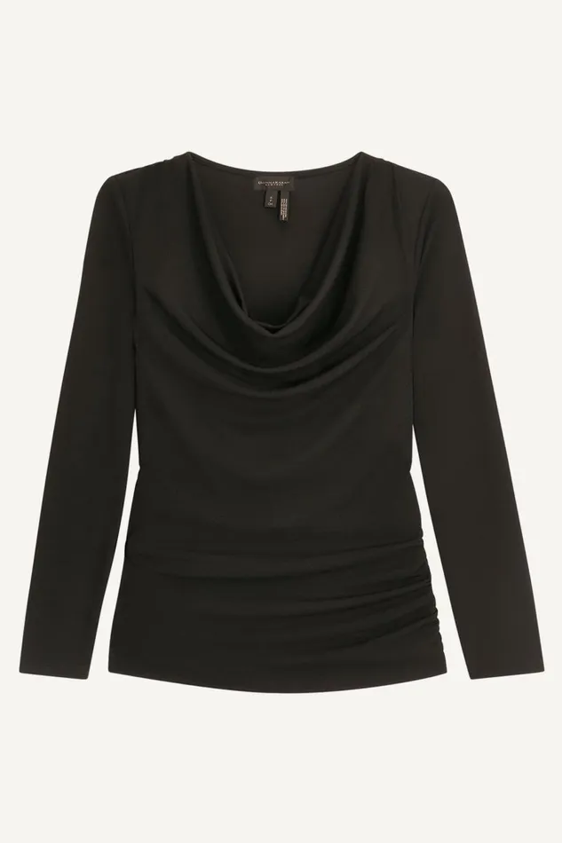 Women DRAPED FRONT TOP Black Donna Karan New York Sweaters And Tops Women DRAPED FRONT TOP Black Donna Karan New York Sweaters And Tops