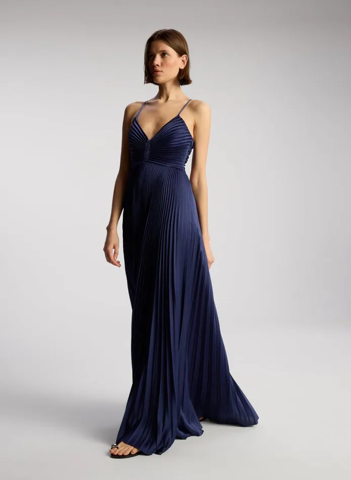 Women Dresses ALC Aries Satin Pleated Dress Riviera