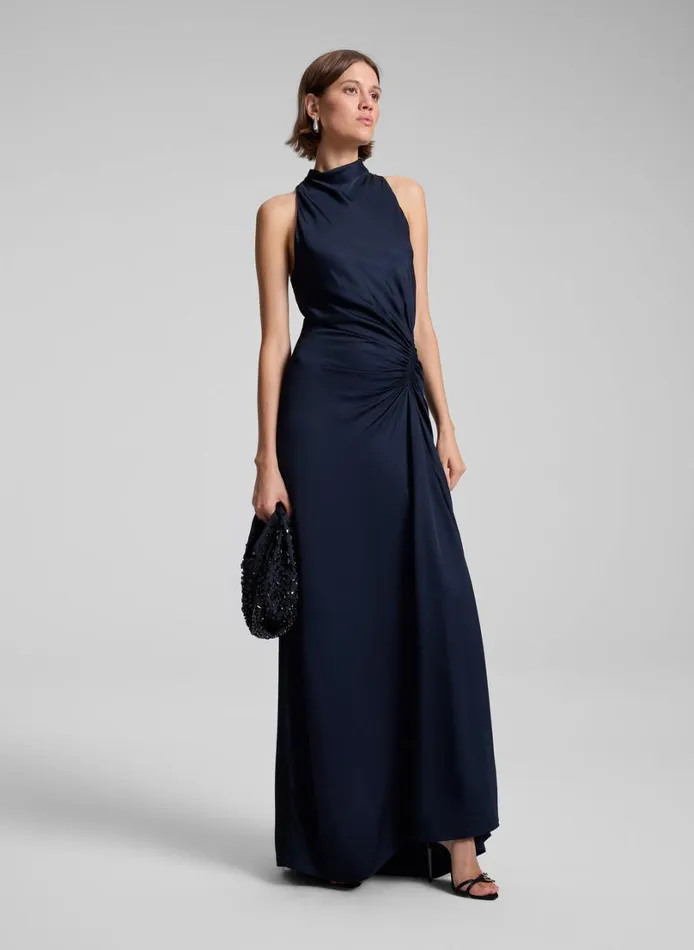Women Dresses ALC Inez Satin Gown Dark Sapphire