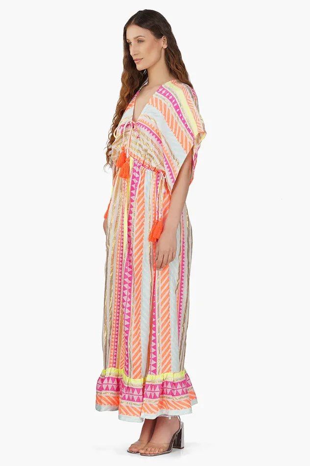 Women Dresses America and Beyond Fluorescent Striped Maxi Dress