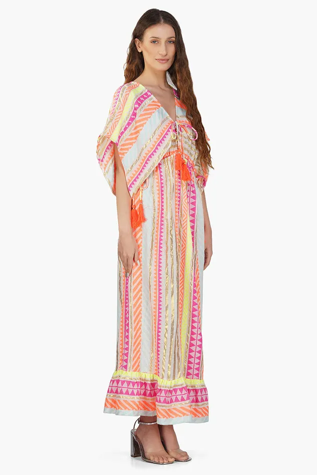Women Dresses America and Beyond Fluorescent Striped Maxi Dress