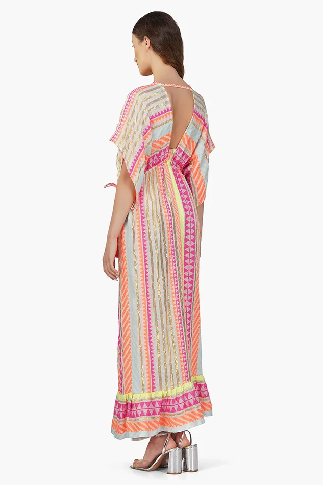 Women Dresses America and Beyond Fluorescent Striped Maxi Dress