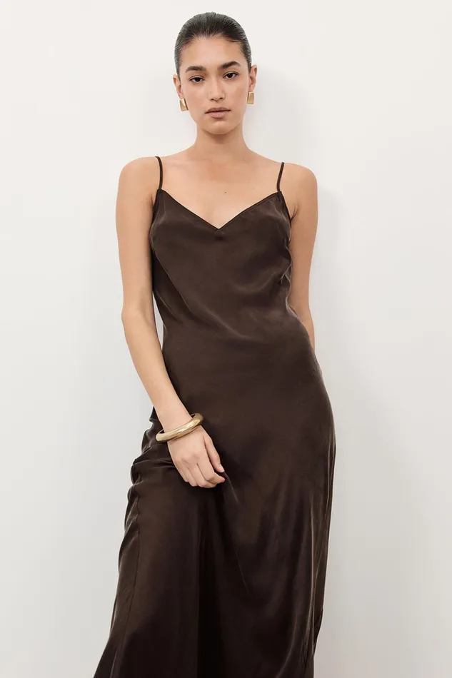 Women Event Dresses DISSH COLETTE BITTER CHOC SILK DRESS