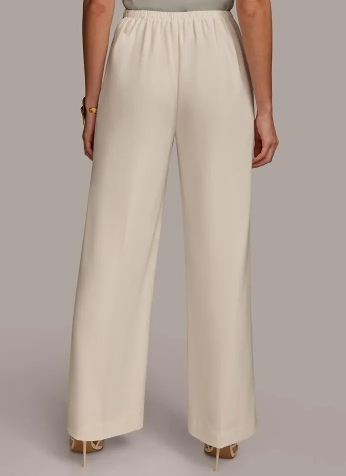 Women FLAT FRONT WIDE LEG PANT Cream Donna Karan New York Pants Women FLAT FRONT WIDE LEG PANT Cream Donna Karan New York Pants