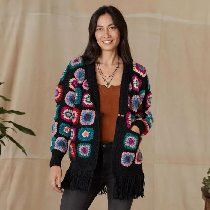 Women Fran Crocheted Cardigan Black Sundance Catalog Sweaters Women Fran Crocheted Cardigan Black Sundance Catalog Sweaters