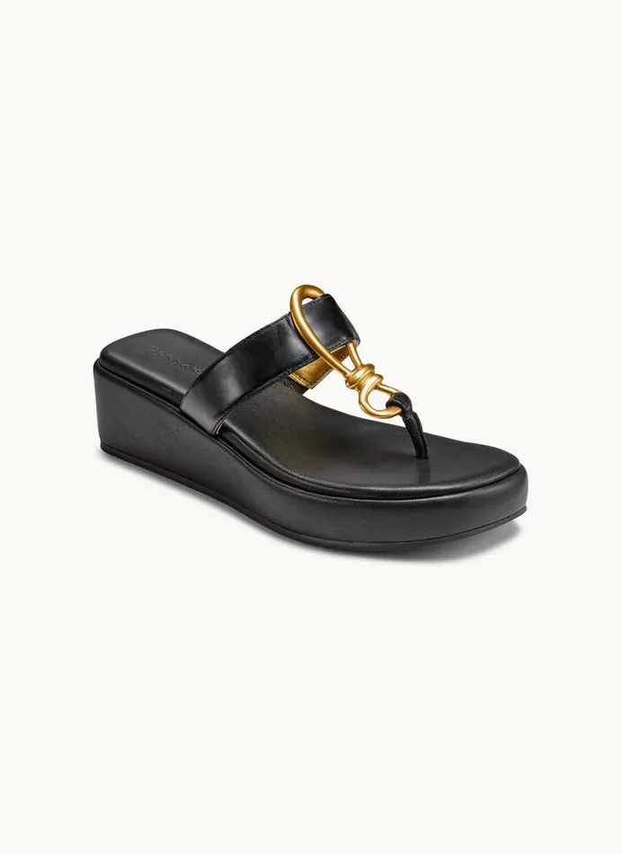 Women HARLYN WEDGE SANDAL Black Donna Karan New York Sandals