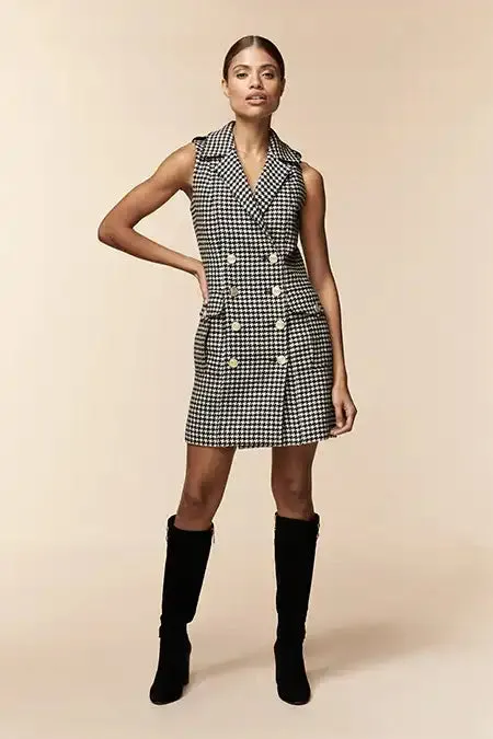 Women In Stock Tailoring Holland Cooper Chelsea Dress Houndstooth