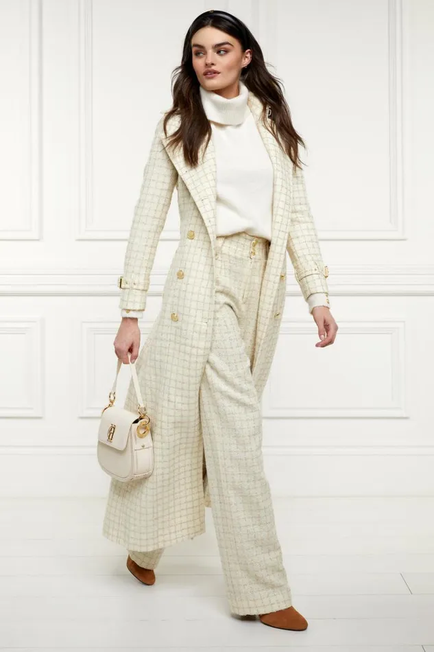 Women In Stock Tailoring Holland Cooper High Waisted Straight Trouser Ivory Sparkle Tweed Women In Stock Tailoring Holland Cooper High Waisted Straight Trouser Ivory Sparkle Tweed
