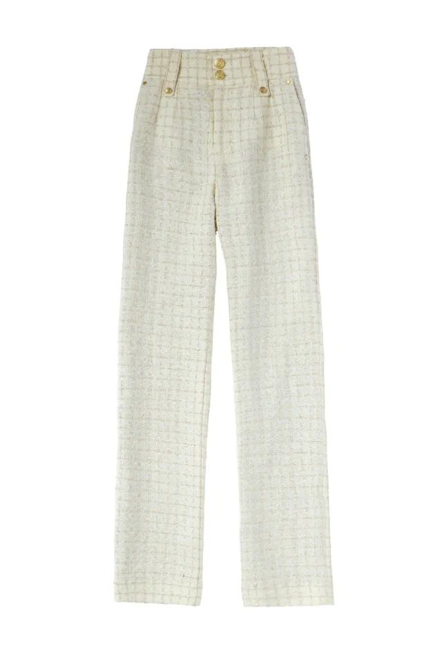 Women In Stock Tailoring Holland Cooper High Waisted Straight Trouser Ivory Sparkle Tweed Women In Stock Tailoring Holland Cooper High Waisted Straight Trouser Ivory Sparkle Tweed
