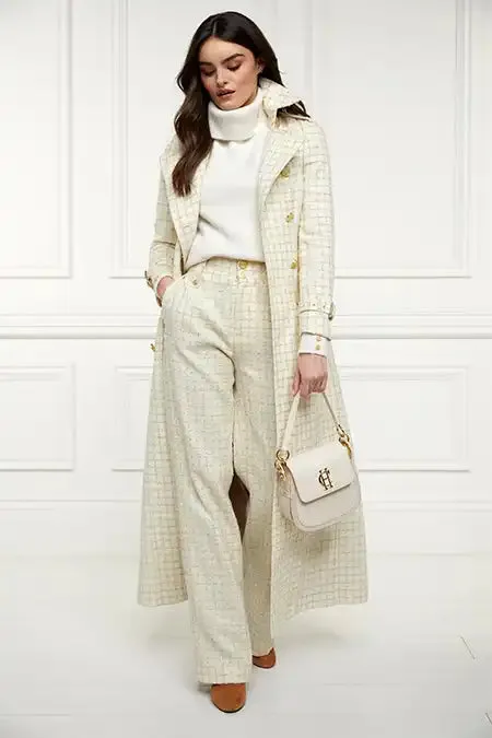 Women In Stock Tailoring Holland Cooper High Waisted Straight Trouser Ivory Sparkle Tweed Women In Stock Tailoring Holland Cooper High Waisted Straight Trouser Ivory Sparkle Tweed