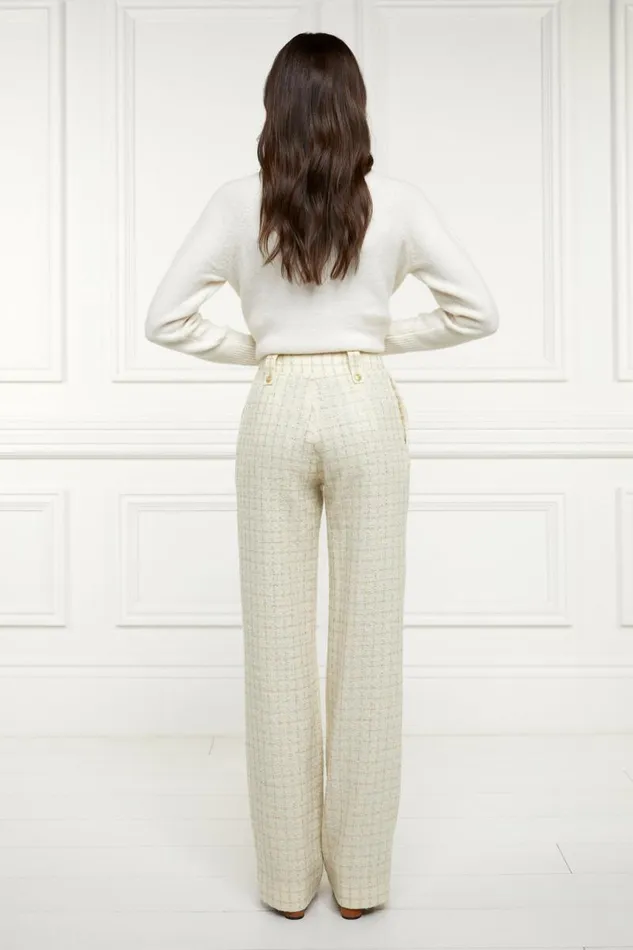 Women In Stock Tailoring Holland Cooper High Waisted Straight Trouser Ivory Sparkle Tweed Women In Stock Tailoring Holland Cooper High Waisted Straight Trouser Ivory Sparkle Tweed